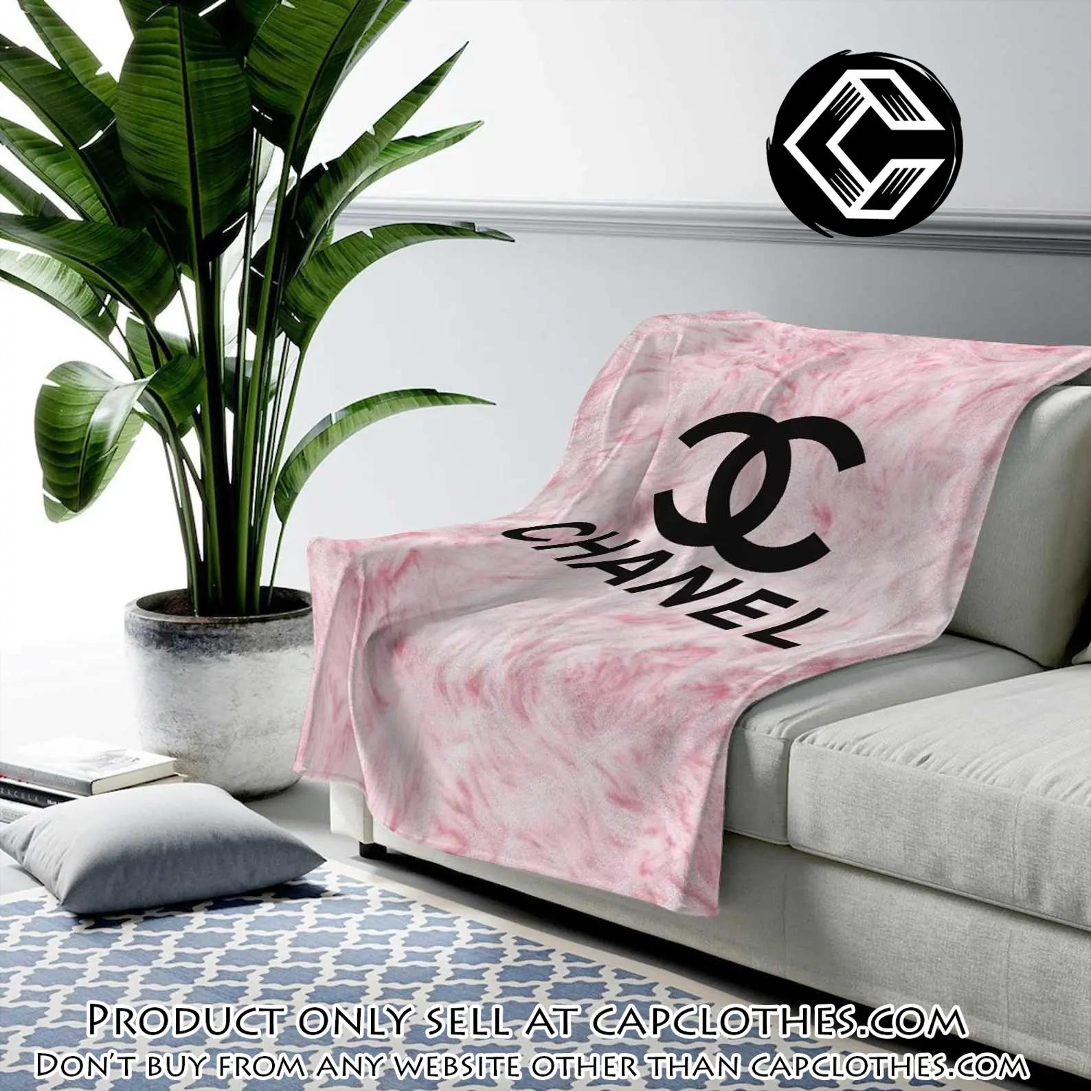 Chanel pinky fashion luxury brand premium blanket fleece home decor cc4403588